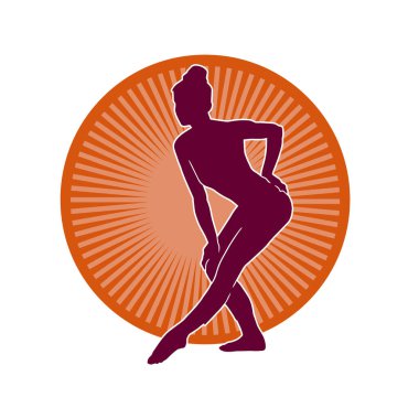 Hareketli bir kadın balerin silueti. Dans eden balerin kızın silueti..