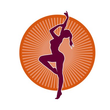 Hareketli bir kadın balerin silueti. Dans eden balerin kızın silueti..