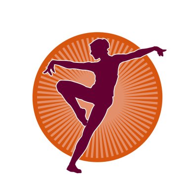 Hareketli bir kadın balerin silueti. Dans eden balerin kızın silueti..