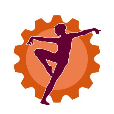 Hareketli bir kadın balerin silueti. Dans eden balerin kızın silueti..