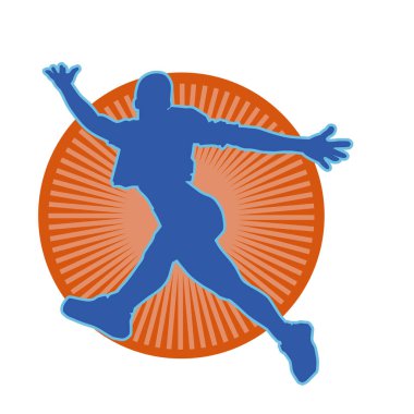 Hareketli bir kadın dansçının silueti. Dans eden zayıf bir kadının silueti..