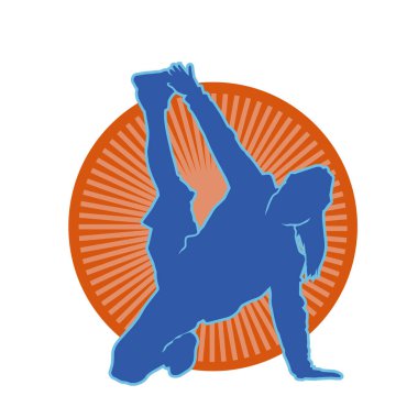 Hareketli bir kadın dansçının silueti. Dans eden zayıf bir kadının silueti..