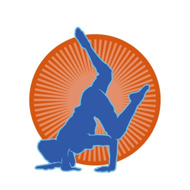 Hareketli bir kadın dansçının silueti. Dans eden zayıf bir kadının silueti..