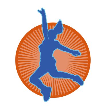 Hareketli bir kadın dansçının silueti. Dans eden zayıf bir kadının silueti..