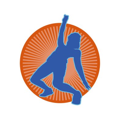 Hareketli bir kadın dansçının silueti. Dans eden zayıf bir kadının silueti..