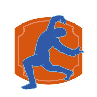 Hareketli bir kadın dansçının silueti. Dans eden zayıf bir kadının silueti..