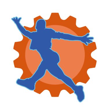 Hareketli bir kadın dansçının silueti. Dans eden zayıf bir kadının silueti..