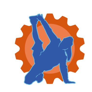 Hareketli bir kadın dansçının silueti. Dans eden zayıf bir kadının silueti..