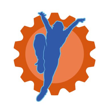 Hareketli bir kadın dansçının silueti. Dans eden zayıf bir kadının silueti..