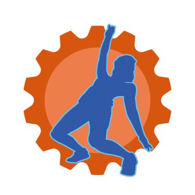 Hareketli bir kadın dansçının silueti. Dans eden zayıf bir kadının silueti..