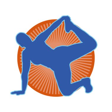 Zayıf, sportif bir kadının silüeti esneme hareketleri yapıyor. Fiziksel egzersiz yapan bir kadının silüeti.. 