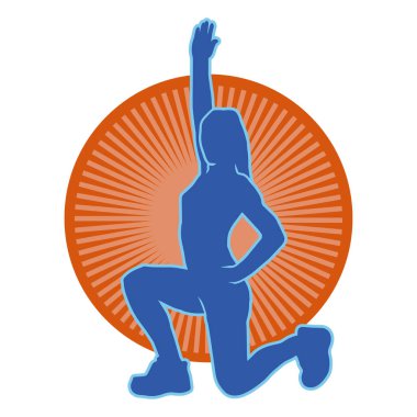 Hareketli bir kadın dansçının silueti. Dans eden zayıf bir kadının silueti..