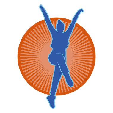 Hareketli bir kadın dansçının silueti. Dans eden zayıf bir kadının silueti..