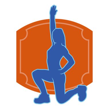 Hareketli bir kadın dansçının silueti. Dans eden zayıf bir kadının silueti..