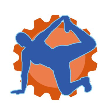 Zayıf, sportif bir kadının silüeti esneme hareketleri yapıyor. Fiziksel egzersiz yapan bir kadının silüeti.. 