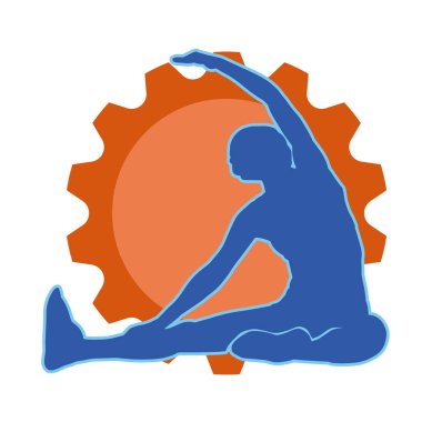 Zayıf, sportif bir kadının silüeti esneme hareketleri yapıyor. Fiziksel egzersiz yapan bir kadının silüeti.. 