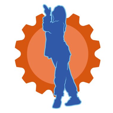 Hareketli bir kadın dansçının silueti. Dans eden zayıf bir kadının silueti..