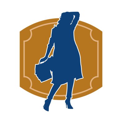 Dişi poziyonunda zayıf bir kadın modelinin silüeti. Çekici duruşu olan genç bir kadının silueti..