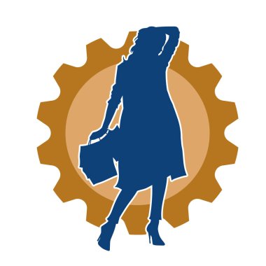 Dişi poziyonunda zayıf bir kadın modelinin silüeti. Çekici duruşu olan genç bir kadının silueti..