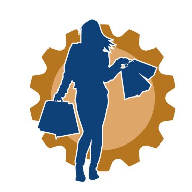 Dişi poziyonunda zayıf bir kadın modelinin silüeti. Çekici duruşu olan genç bir kadının silueti..