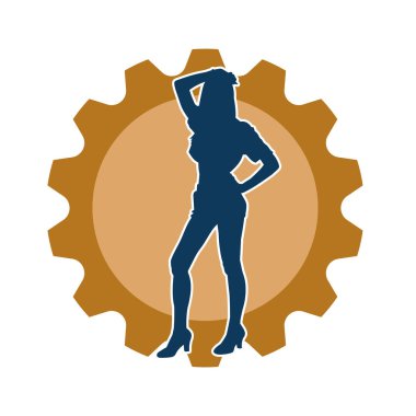 Dişi poziyonunda zayıf bir kadın modelinin silüeti. Çekici duruşu olan genç bir kadının silueti..