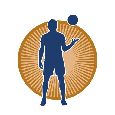 Sabit pozisyondaki bir erkek futbolcunun silueti. Hareket halindeki bir futbolcunun silueti.