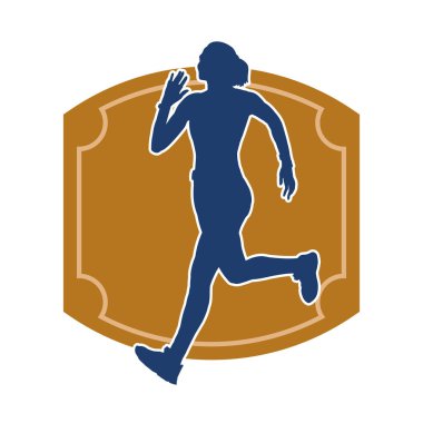 Koşan bir kadının silueti. Dişi bir koşunun silueti.