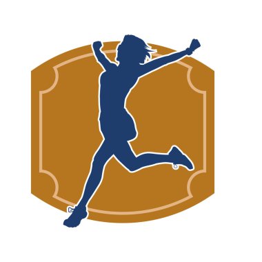 Koşan bir kadının silueti. Dişi bir koşunun silueti.