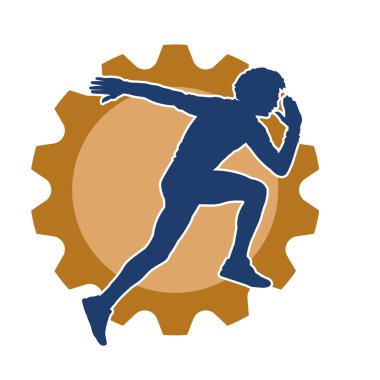 Koşu pozisyonundaki bir adamın silüeti. Siluet erkek koşusu pozu.