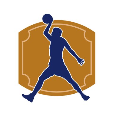 Basket oyuncusunun silueti hareket halinde. Bir erkek basket topu atleti silueti..