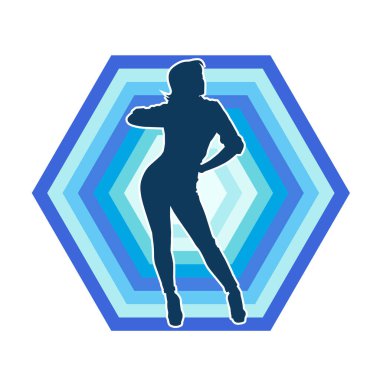 Dişi poziyonunda zayıf bir kadın modelinin silüeti. Çekici duruşu olan genç bir kadının silueti..