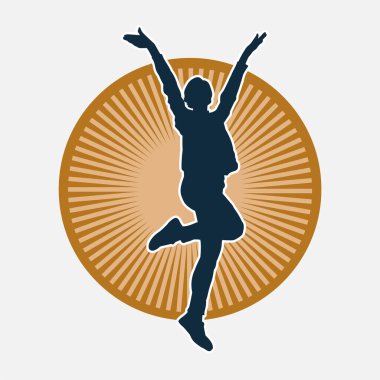 Hareketli bir kadın dansçının silueti. Dans eden zayıf bir kadının silueti..