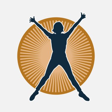 Hareketli bir kadın dansçının silueti. Dans eden zayıf bir kadının silueti..