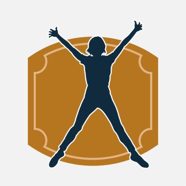 Hareketli bir kadın dansçının silueti. Dans eden zayıf bir kadının silueti..