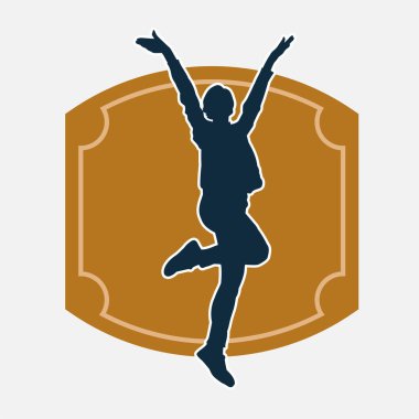 Hareketli bir kadın dansçının silueti. Dans eden zayıf bir kadının silueti..