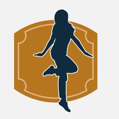 Hareketli bir kadın dansçının silueti. Dans eden zayıf bir kadının silueti..