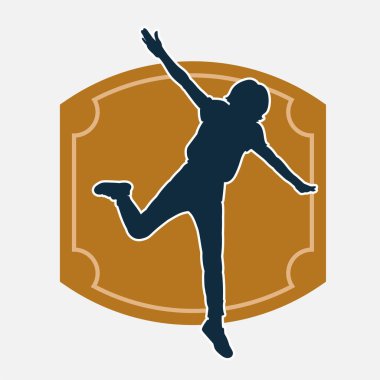 Hareketli bir kadın dansçının silueti. Dans eden zayıf bir kadının silueti..