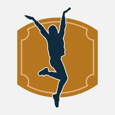 Hareketli bir kadın dansçının silueti. Dans eden zayıf bir kadının silueti..