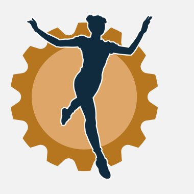 Hareketli bir kadın dansçının silueti. Dans eden zayıf bir kadının silueti..