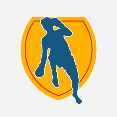 Hareketli erkek kickboksör atletinin silueti. Kickboks yapan bir adamın silueti..