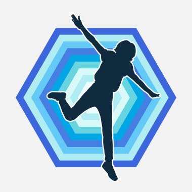 Hareketli bir kadın dansçının silueti. Dans eden zayıf bir kadının silueti..