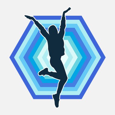 Hareketli bir kadın dansçının silueti. Dans eden zayıf bir kadının silueti..