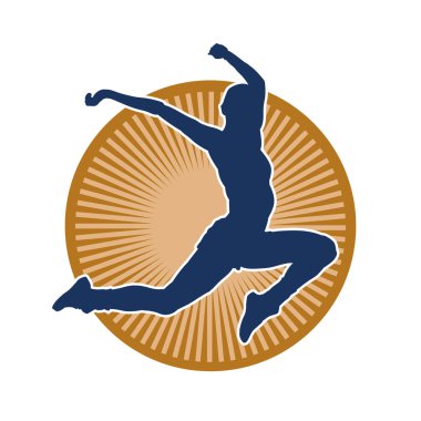 Zıplayan sağlıklı, zayıf bir kadının silueti.