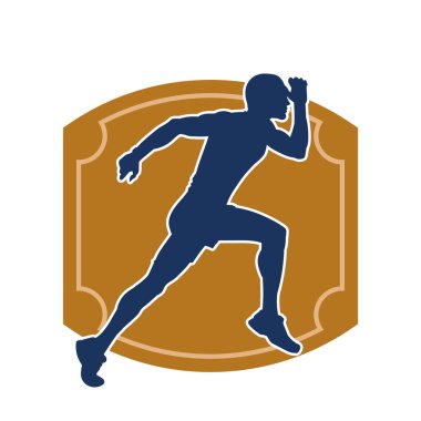 Koşu pozisyonundaki bir adamın silüeti. Siluet erkek koşusu pozu.