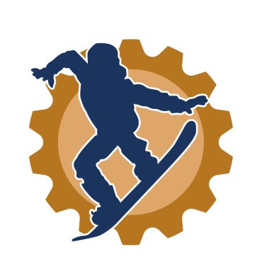 Erkek dağ kayağı silueti. Kayak tahtasıyla atlayan bir adamın silüeti.