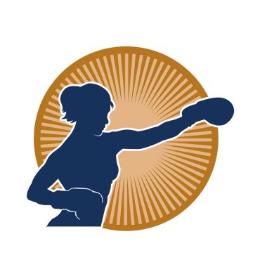 Kadın boks oyuncusunun silueti. Boks yaparken boks eldiveni giyen bir kadının silueti..