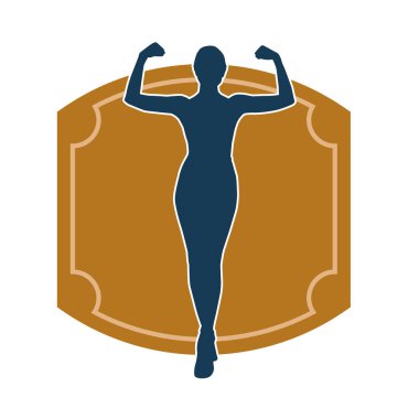 Sıska, sağlıklı bir kadının silüeti kol kasını gösteriyor. Vücut hatları iyi olan bir kadının silüeti..