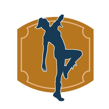 Hareketli bir kadın dansçının silueti. Dans eden zayıf bir kadının silueti..