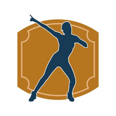 Hareketli bir kadın dansçının silueti. Dans eden zayıf bir kadının silueti..