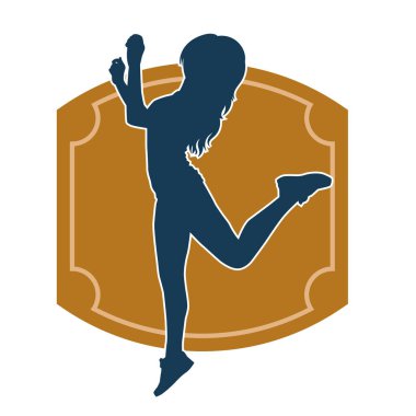 Hareketli bir kadın dansçının silueti. Dans eden zayıf bir kadının silueti..